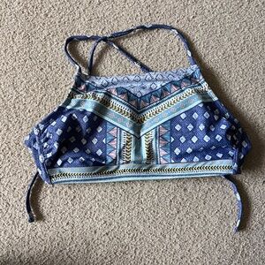 Blue Patterned Bathing Suit Top